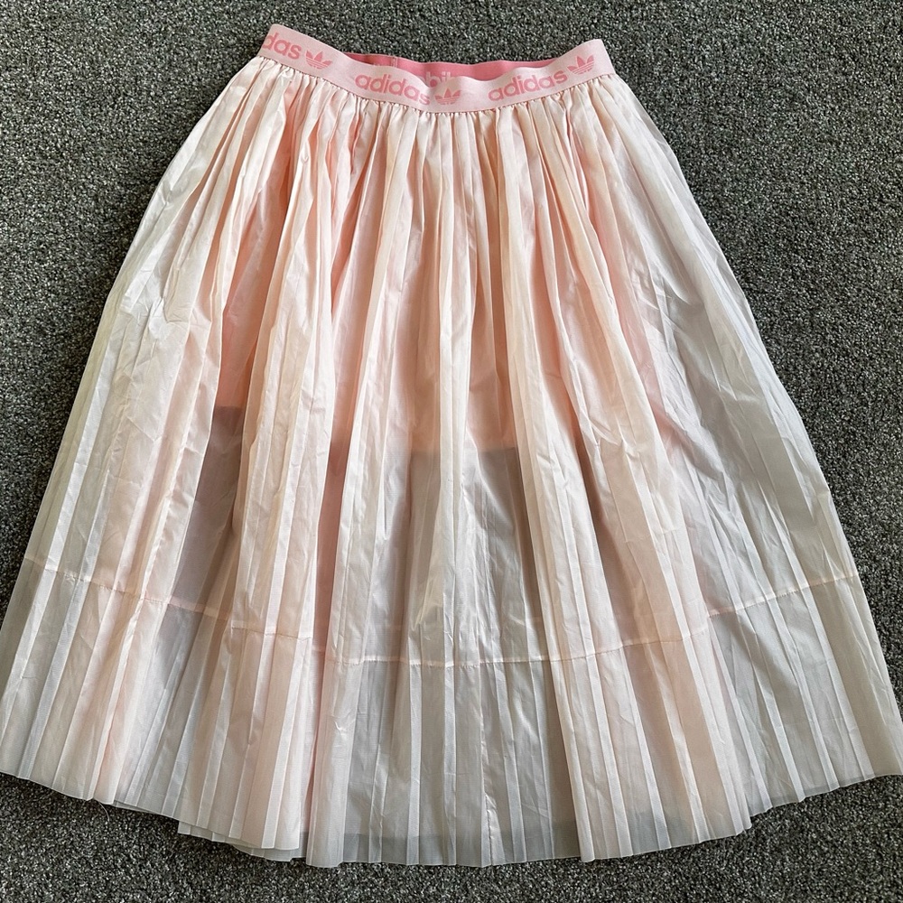 Adidas Light Pink Pleated Midi Skirt
